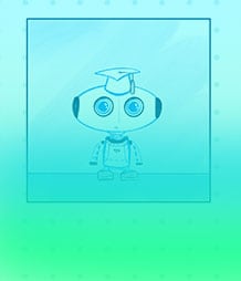 drawing of robot with graduation hat