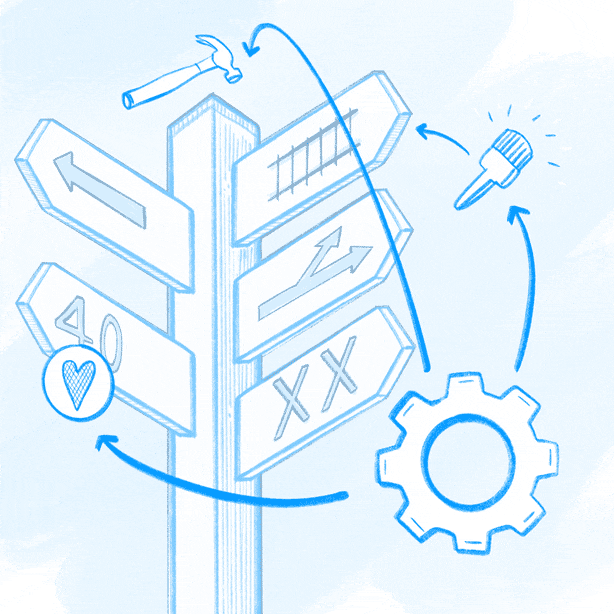 Wheel turning next to a sign