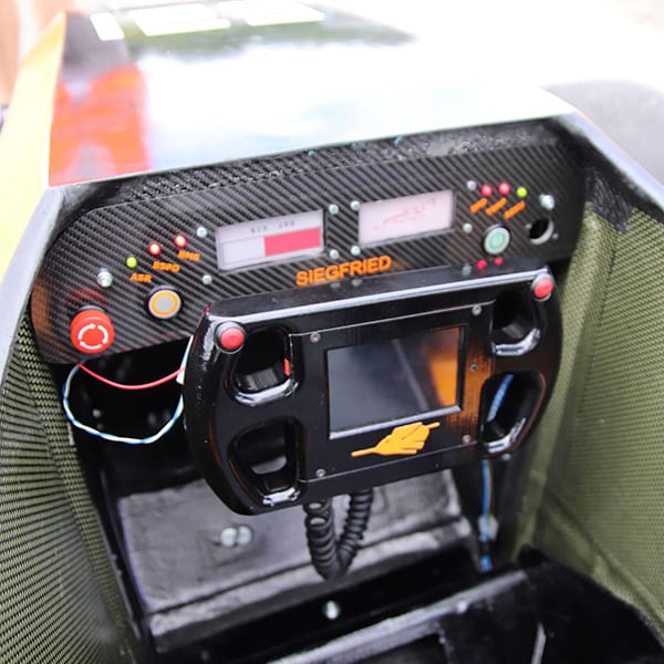 inside the elefant racing car