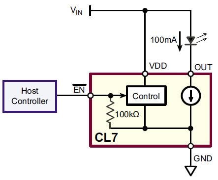 Blockdiagramm - Microchip Technology CL7 LED-Treiber mit linearem Konstantstrom und Enable