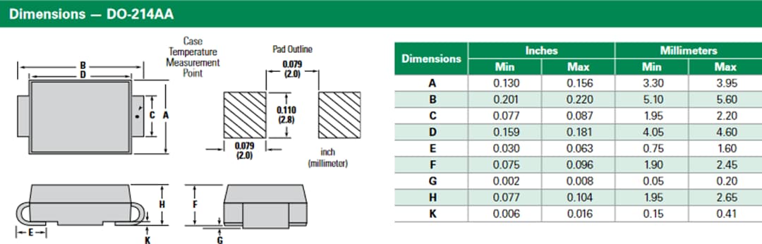 Mechanical Drawing - Littelfuse P-0S-LRP Voice-DS1 SIDACtor® Protection Thyristors