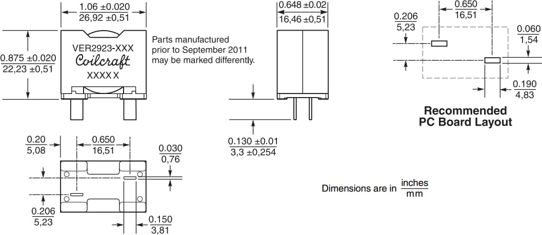 Coilcraft Geschirmte Leistungsinduktoren der VER2923-Serie