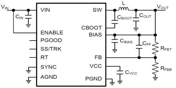 Schaltplan - Texas Instruments LM4600x Abwärts-Spannungswandler 