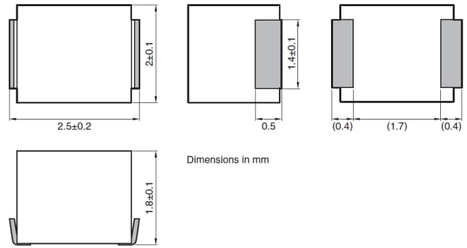 Technische Zeichnung - TDK MHQ1005P Mehrschicht-Keramik-Induktoren