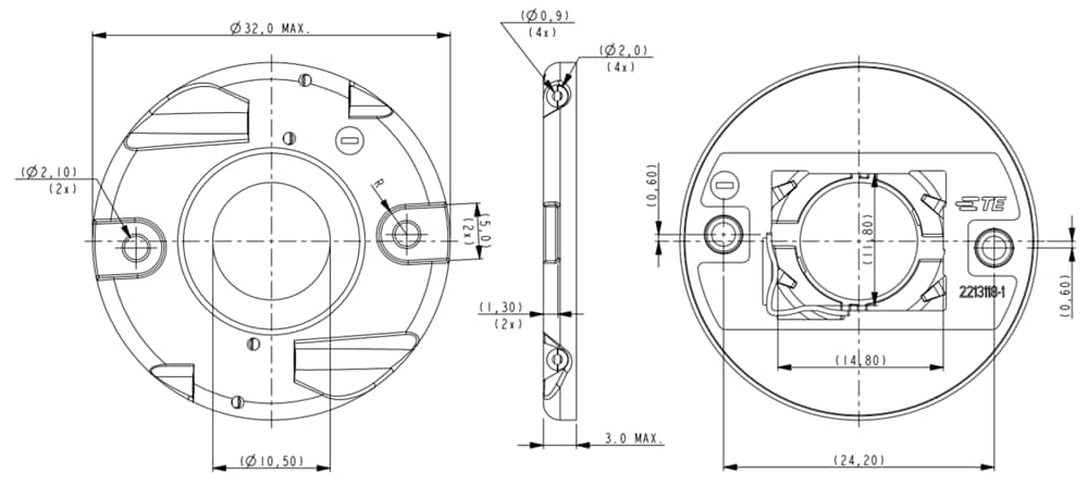 Technische Zeichnung - TE Connectivity Z32 Lötfreie LED-Fassung