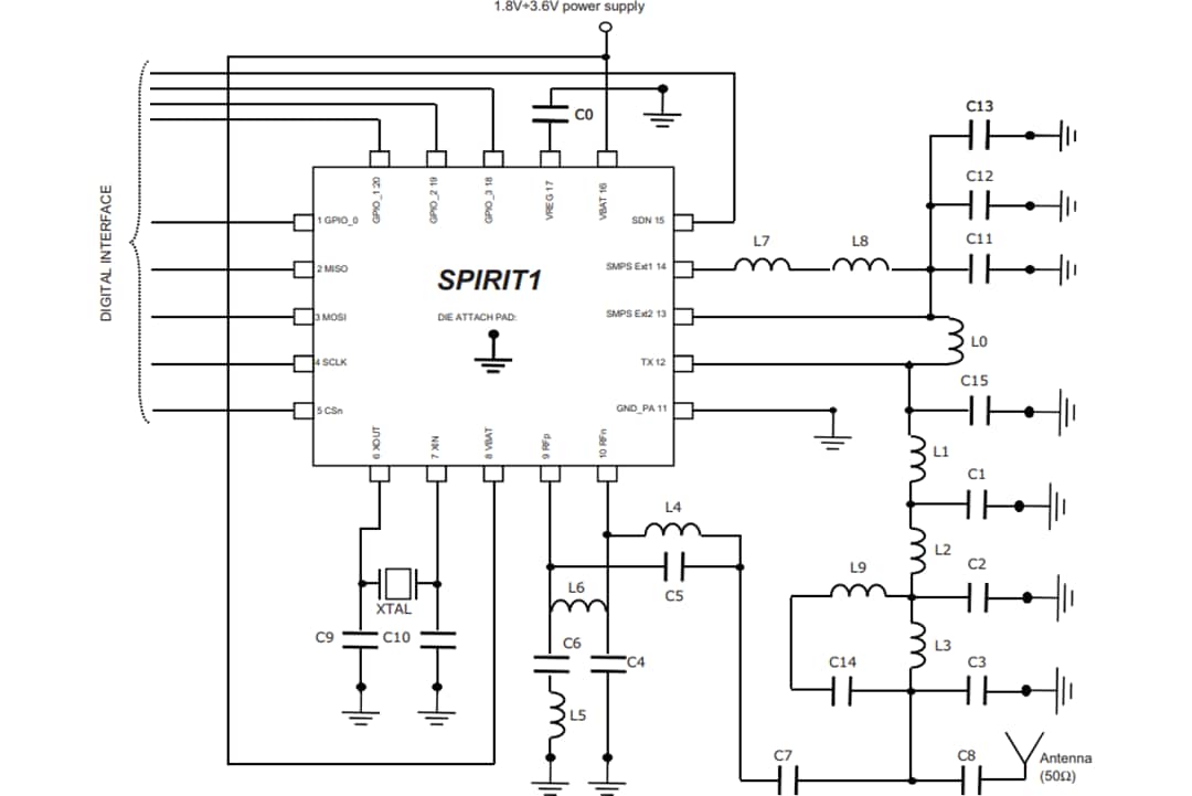 Applikations-Schaltungsdiagramm - STMicroelectronics Entwicklungs-Kits & Aufsteckplatine für Transceiver