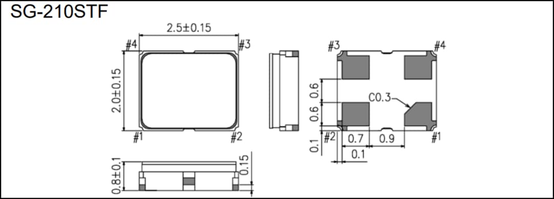 Mechanical Drawing - Epson Timing SG-210STF Standard Clock Oscillators