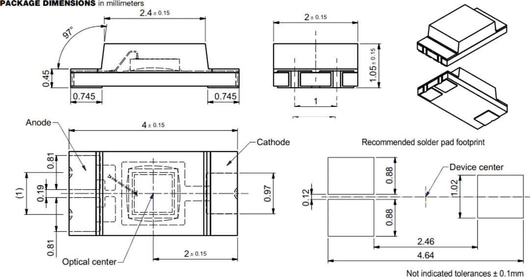 Technische Zeichnung - Vishay VEMD6010X01 und VEMD6110X01 PIN-Fotodioden