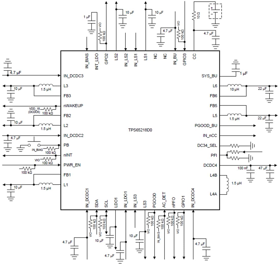 Schaltplan - Texas Instruments TPS65218 Energiemanagement-IC (PMIC)