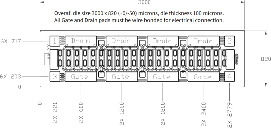 Technische Zeichnung - MACOM CGHV600 6GHz GaN HEMT