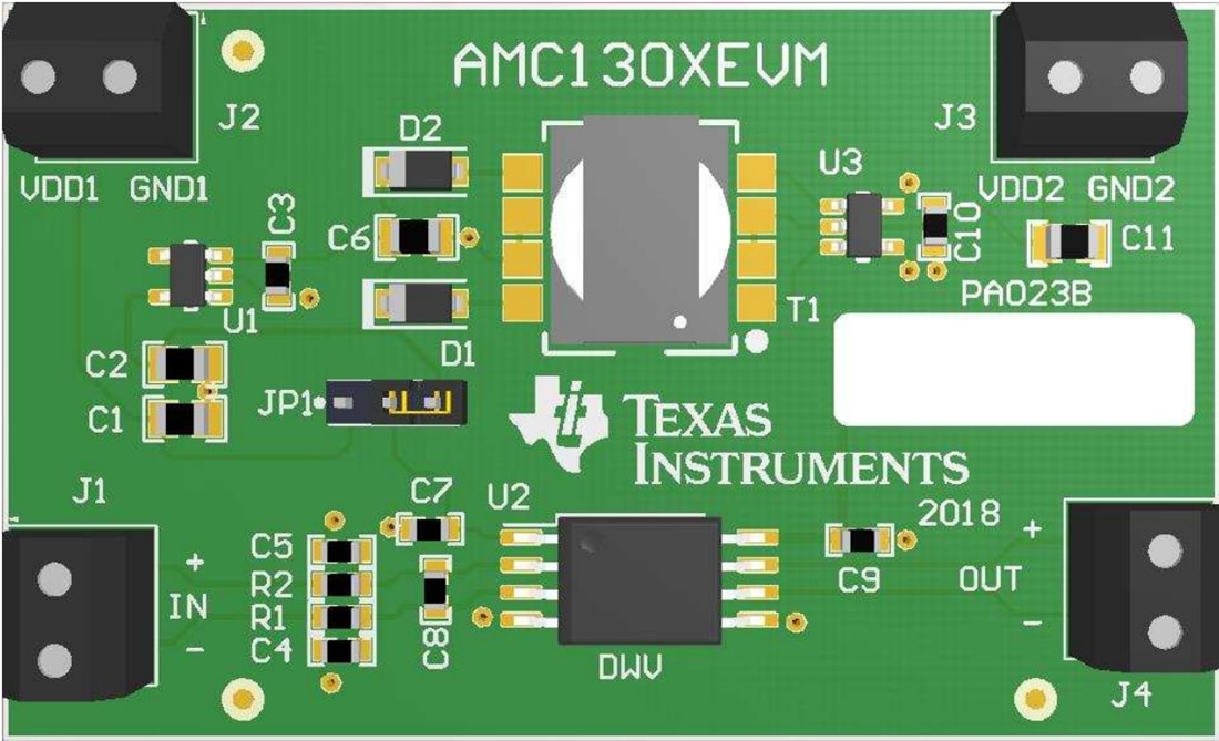 Technische Zeichnung - Texas Instruments AMC1301EVM Strom-Nebenschluss-Evaluierungsmodul