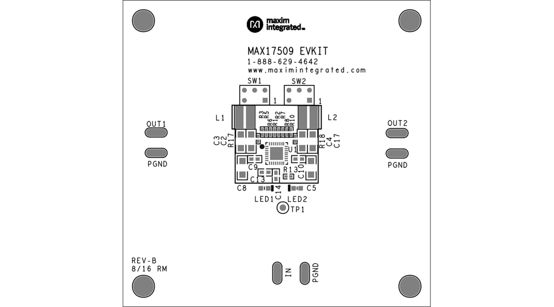 Technische Zeichnung - Analog Devices / Maxim Integrated MAX17509 Evaluierungskit