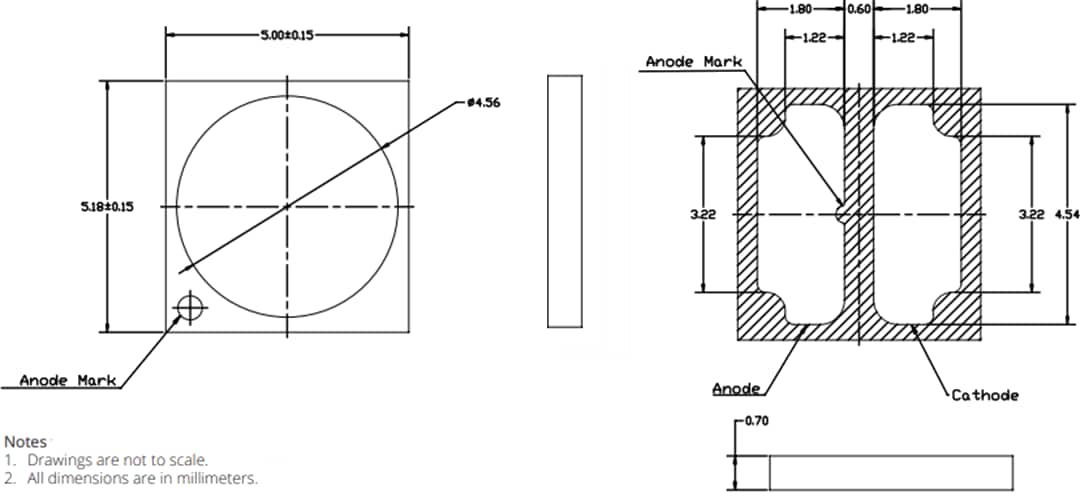Technische Zeichnung - Lumileds LUXEON 5050 Hochleistungs-LEDs