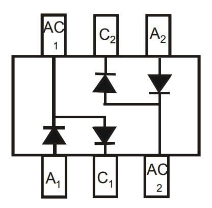 Schaltplan - Diodes Incorporated BAV99DWQ Schaltdiodenarray zur Oberflächenmontage