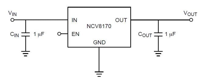 Schaltplan - onsemi NCV8170 Ultra‐niedrige IQ 150 mA CMOS LDO-Regler