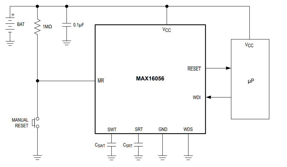 Applikations-Schaltungsdiagramm - Analog Devices / Maxim Integrated MAX16056–MAX16059 Nanopower Spannungswächterschalter