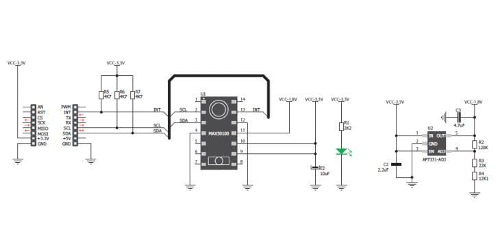 Schematic - Mikroe MIKROE-2000 Heart Rate click