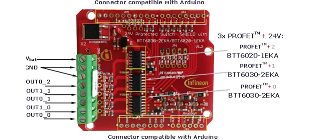 Infineon Technologies 24V_SHIELD_BTT6030 24V-Arduino Shield