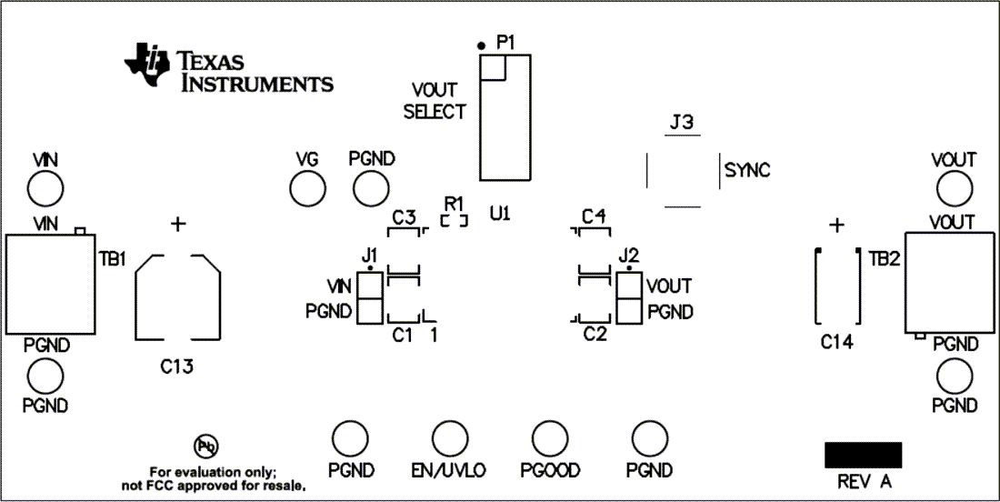 Technische Zeichnung - Texas Instruments TPSM84A21/22 SWIFT™ Evaluierungsmodule (EVMs)