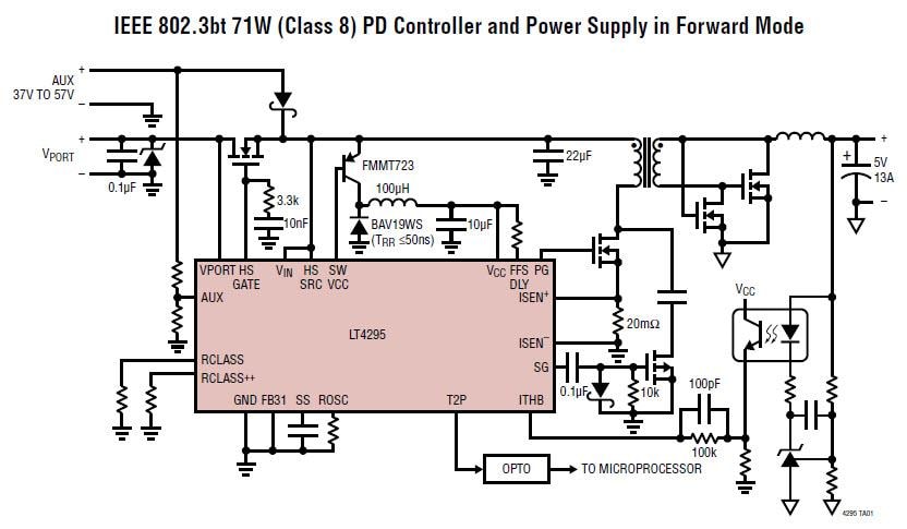 Applikations-Schaltungsdiagramm - Analog Devices Inc. LT4295 IEEE 802.3bt PD-Schnittstellen