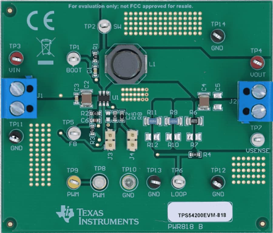 Technische Zeichnung - Texas Instruments TPS54200EVM-818 LED-Abwärtstreiber-Evaluierungsmodul (EVM)