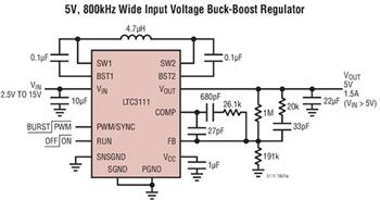 Applikations-Schaltungsdiagramm - Analog Devices Inc. LTC31xx Synchrone DC/DC-Auf-/Abwärtswandler