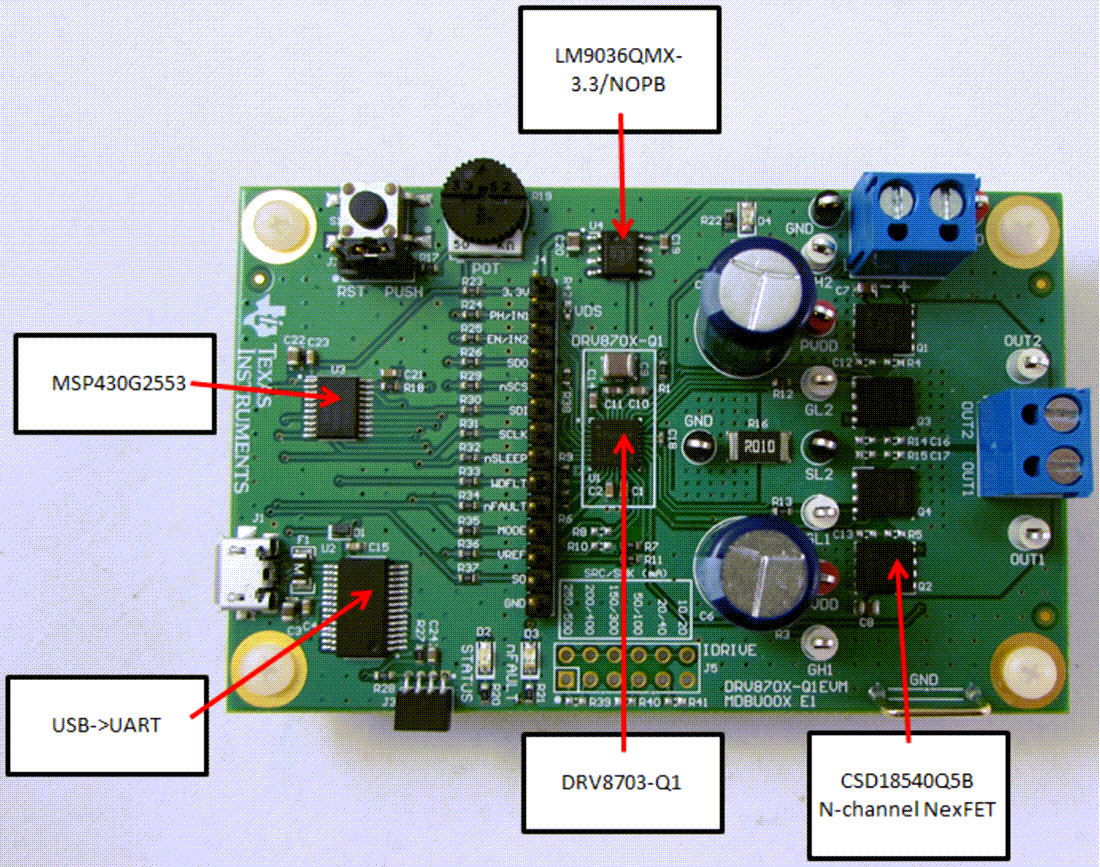 Technische Zeichnung - Texas Instruments DRV8703-Q1EVM Treiber-Evaluierungsmodul (EVM)