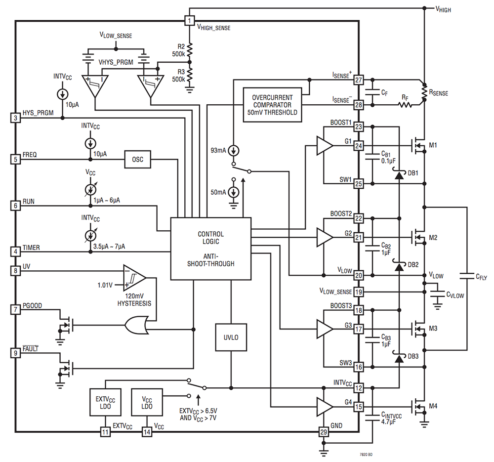 Blockdiagramm - Analog Devices Inc. LTC7820 Hochleistungs-Ladungspumpen-Gleichstromregler