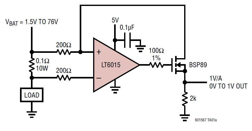 Applikations-Schaltungsdiagramm - Analog Devices Inc. LT6015 Over-the-Top-®-Präzisions-Operationsverstärker