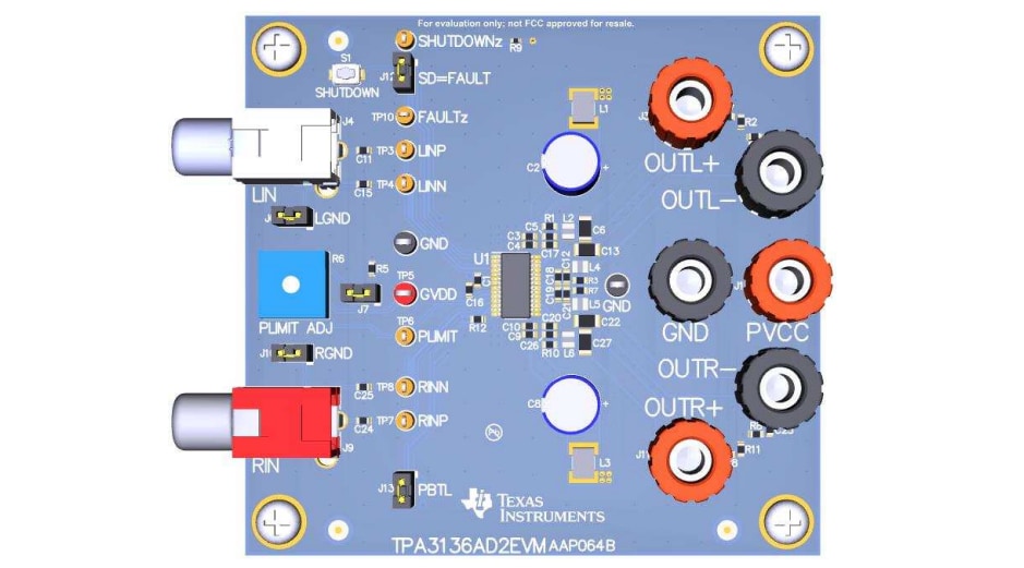 Schaltungsanordnung - Texas Instruments TPA3136AD2EVM Audioverstärker-Evaluierungsmodul