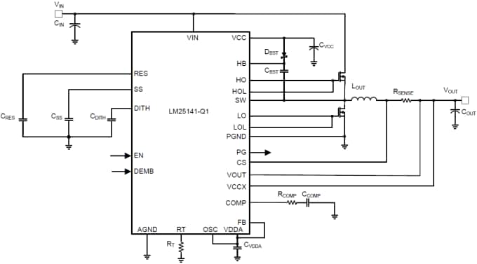 Schaltplan - Texas Instruments LM25141/LM25141-Q1 Synchrone Abwärtsregler