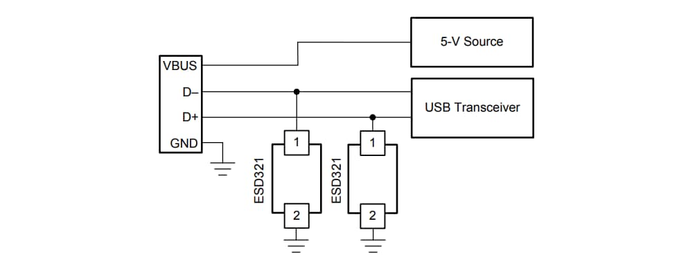 Blockdiagramm - Texas Instruments ESD321 30kV-Einkanal-ESD-Schutzdioden