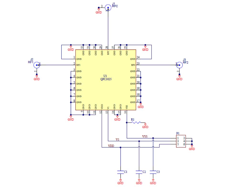 Schaltplan - Qorvo QPC3025EVB-01 Evaluierungsboard