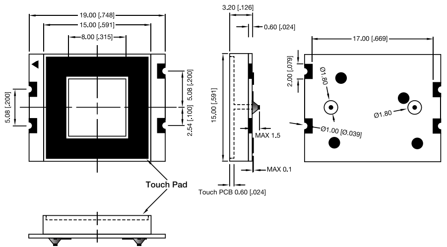 Technische Zeichnung - VCC CSM Kapazitiver Touch-Sensor-Display
