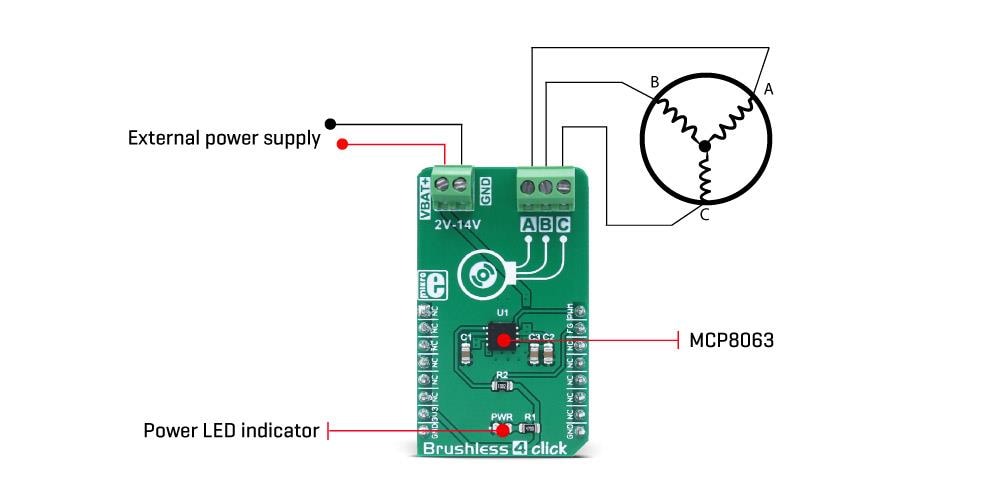 Blockdiagramm - Mikroe MIKROE-3019 Brushless 4 Click