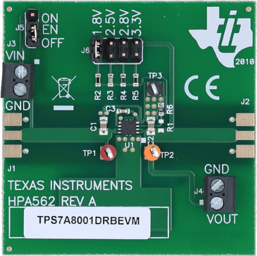 Technische Zeichnung - Texas Instruments TPS7A8001DRBEVM Evaluationsmodul (EVM)