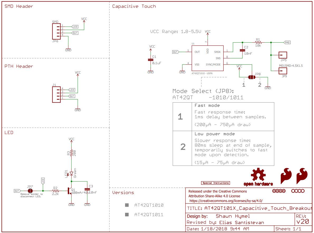 Schaltplan - SparkFun Kapazitives Touch-Breakout