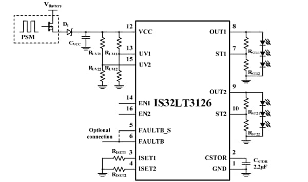 Application Circuit Diagram - ISSI IS32LT3126 LED Driver