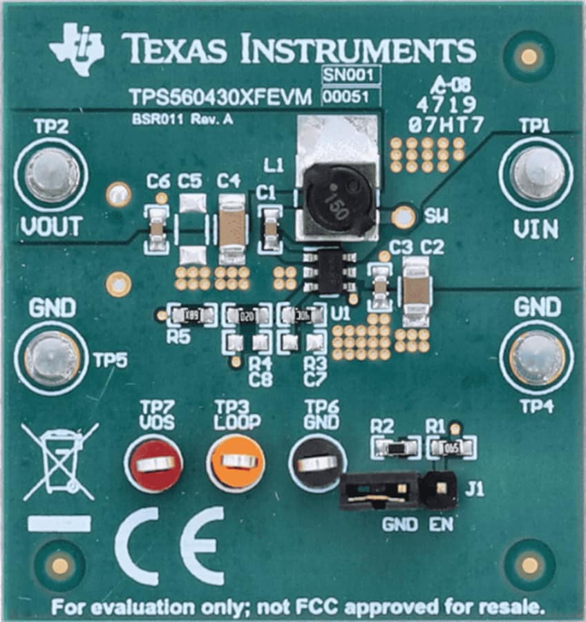 Technische Zeichnung - Texas Instruments TPS560430XFEVM Evaluationsmodul (EVM)