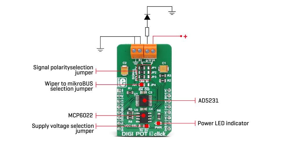Blockdiagramm - Mikroe MIKROE-3016 DIGI POT 3 Click