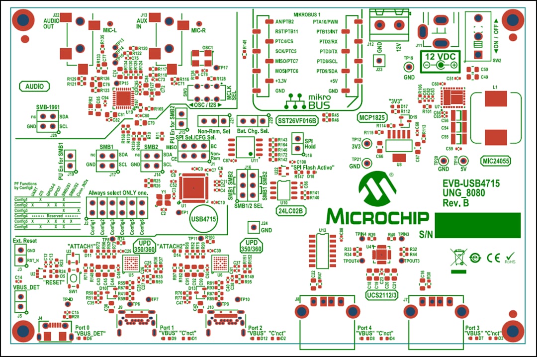 Technische Zeichnung - Microchip Technology EVB-USB4715 Evaluierungskit