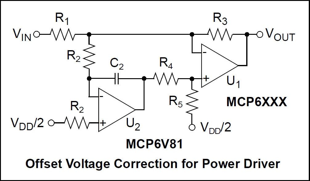 Applikations-Schaltungsdiagramm - Microchip Technology MCP6V82 Nullpunktdrift-Operationsverstärker