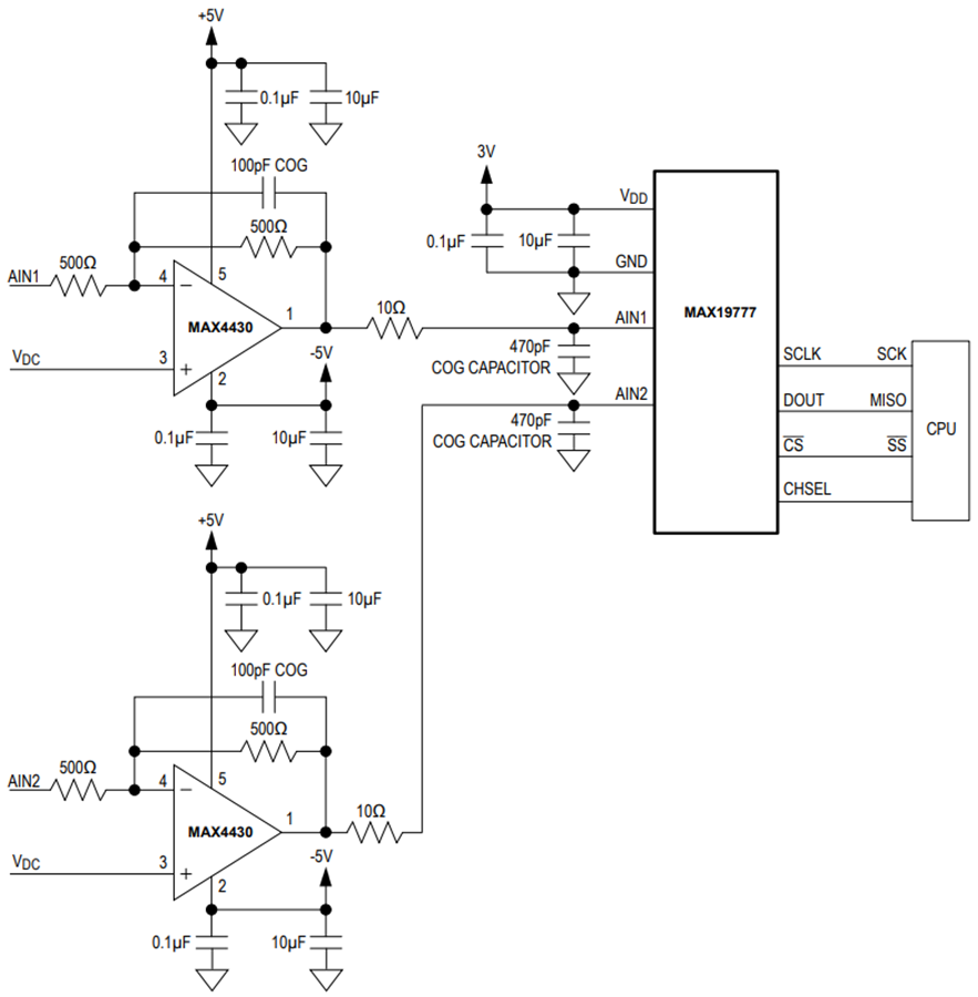 Applikations-Schaltungsdiagramm - Analog Devices / Maxim Integrated MAX19777 12-Bit-Analog-Digital-Wandler