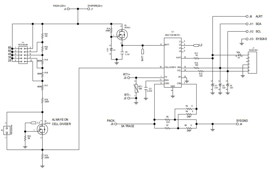 Schaltplan - Analog Devices / Maxim Integrated MAX17261G Evaluierungskit