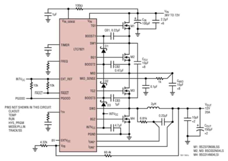 Applikations-Schaltungsdiagramm - Analog Devices Inc. LTC7821 Synchrone Hybrid-Abwärtsregler