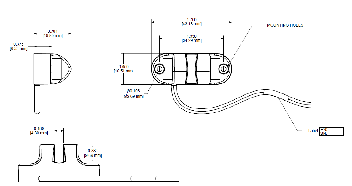 Technische Zeichnung - TE Connectivity / Measurement Specialties AD-101 Luftblasendetektor