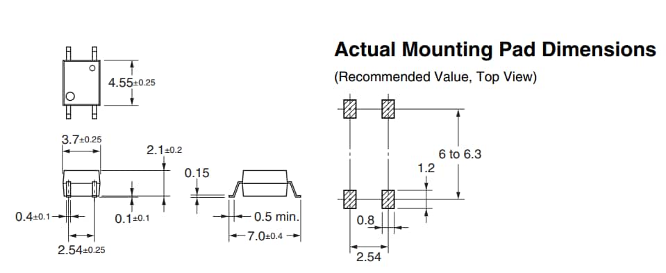 Technische Zeichnung - Omron Electronics G3VM-401VY MOSFET-Relais