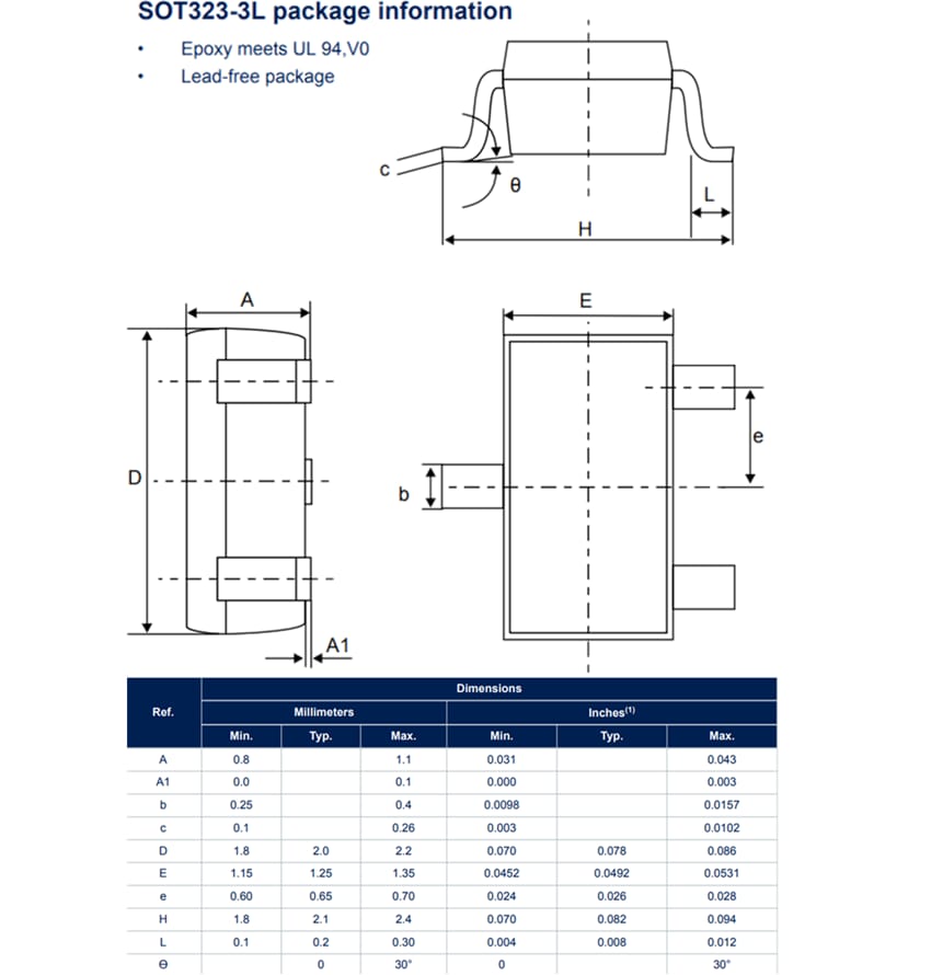 STMicroelectronics HSP051-2W3Y ESD-Array mit zwei Leitungen