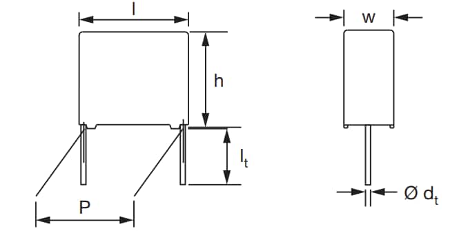 Technische Zeichnung - Vishay / BC Components F339X2 EMI-Unterdrückungs-Folienkondensatoren