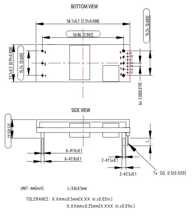 Mechanical Drawing - Advanced Energy / Artesyn ADO300 Series 300W 1/8 Brick DC-DC Converters